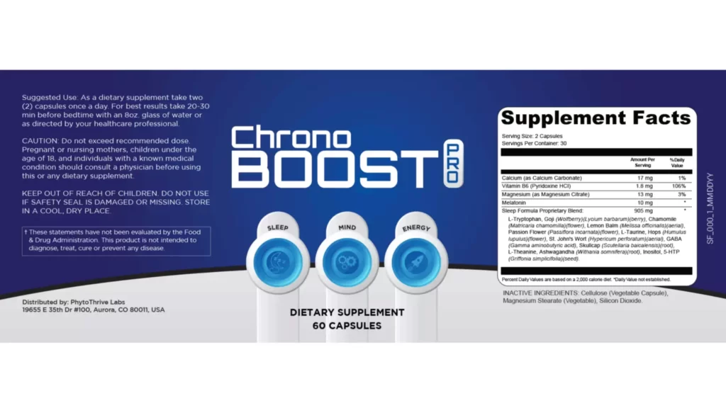 Chrono Boost Pro supplement facts