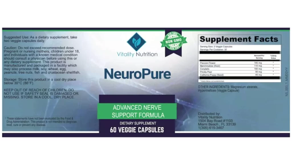 NeuroPure Supplement facts