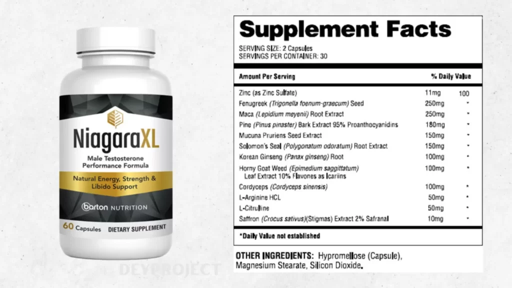 Niagara XL supplement facts