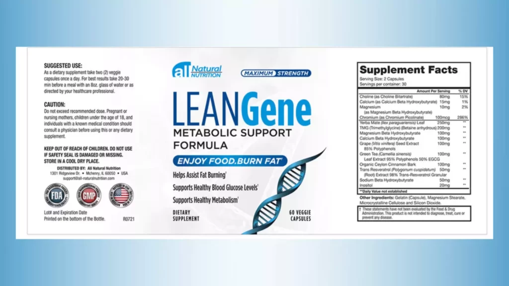 Lean Gene Supplement Facts