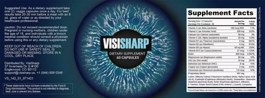 VisiSharp Supplement Facts